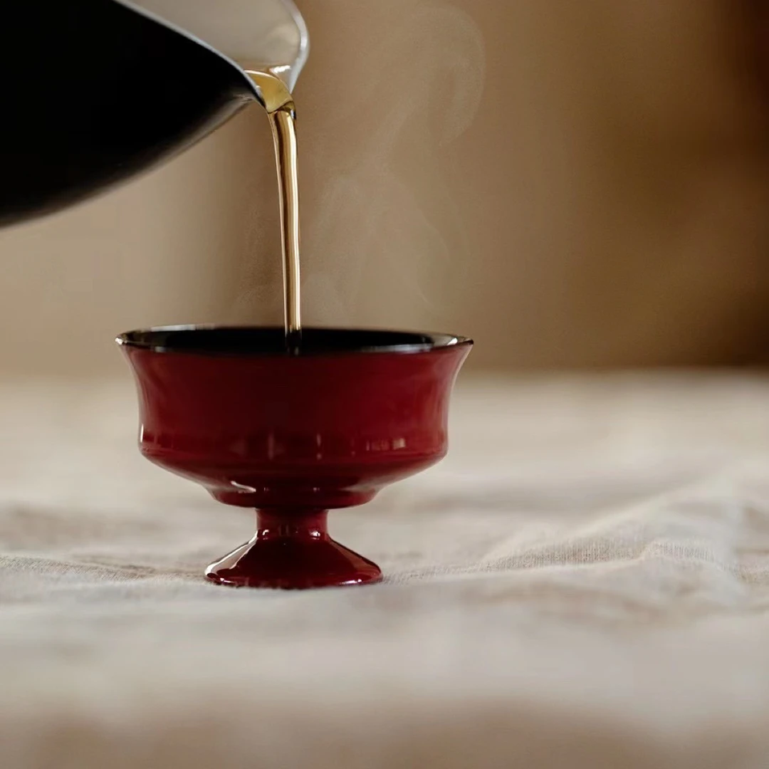 褚红色高足品茗杯50ml