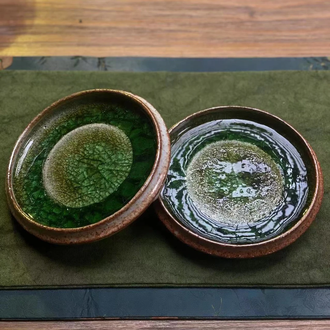 念响 柴烧结晶干泡盘果盘壶承家用创意陶瓷茶道件 XY87