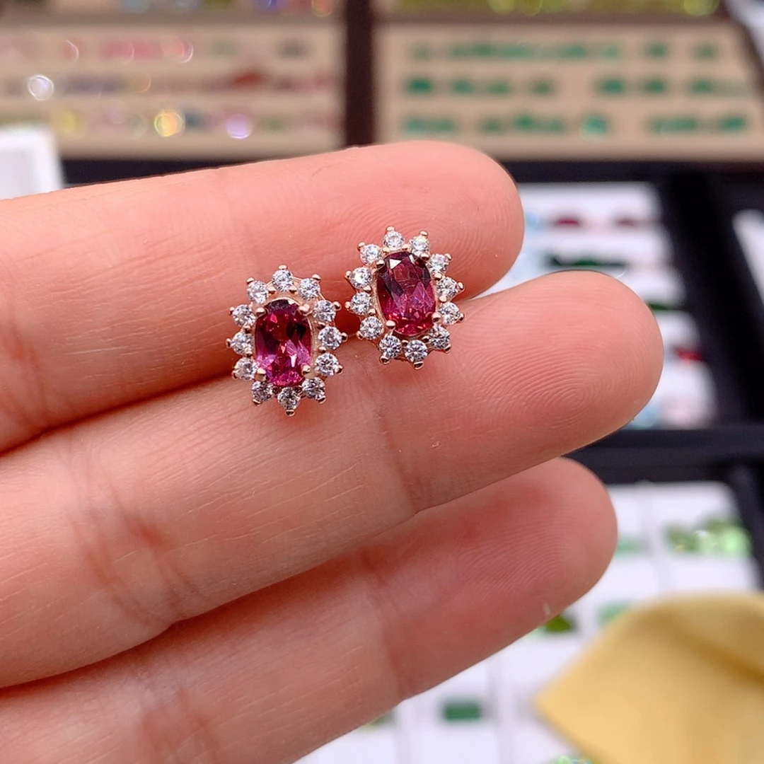 【闪购商品】碧玺耳饰银S925镶嵌