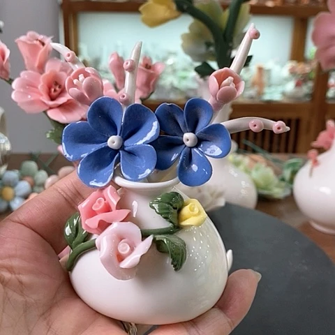 摆件纯手工陶瓷花摆件1