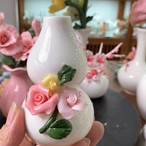 摆件纯手工陶瓷花摆件1