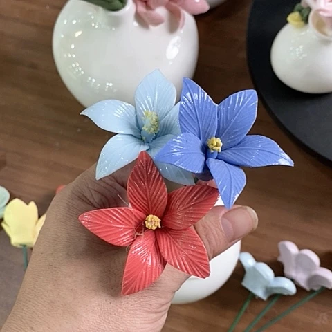 瓷片纯手工陶瓷花摆件1