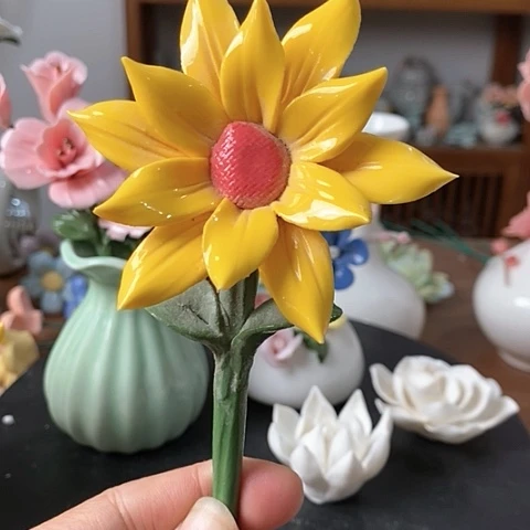 摆件纯手工陶瓷花摆件1