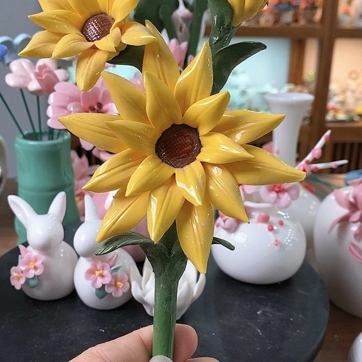 瓷片纯手工陶瓷花摆件1