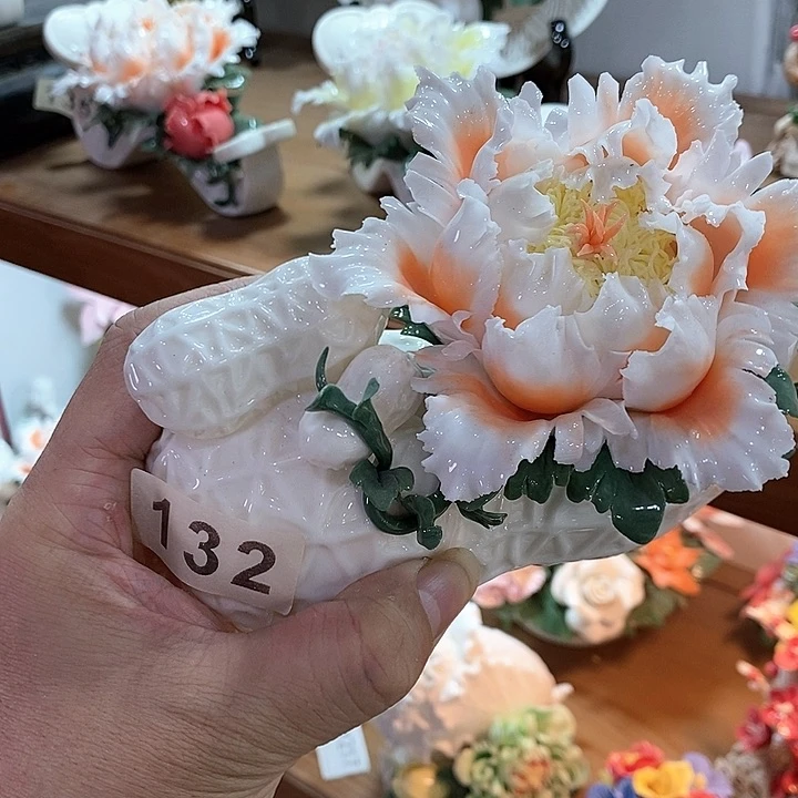 瓷片纯手工陶瓷花摆件1