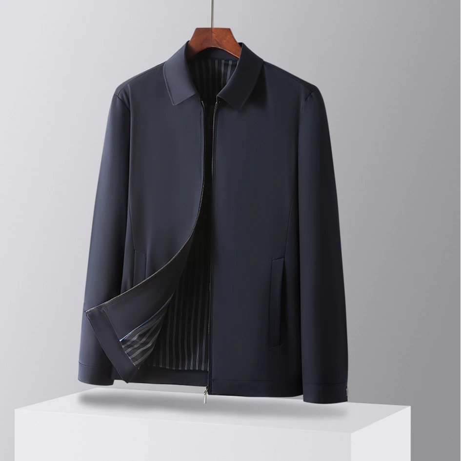 凤都行政夹克加棉春秋休闲男外套时尚季男式翻领防风保暖中年爸爸