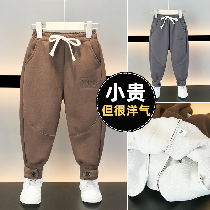 女童裤子加绒加厚冬款儿童2022冬季新款外穿长裤男孩女孩加绒裤潮