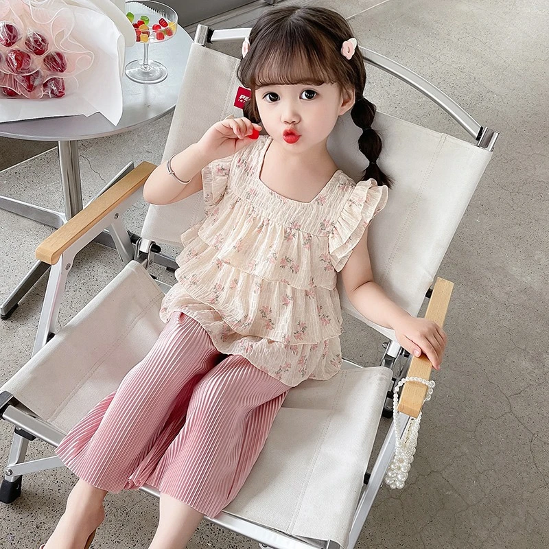 女童套装2023夏季新款儿童网红时髦夏款薄款潮女孩洋气夏装两件套