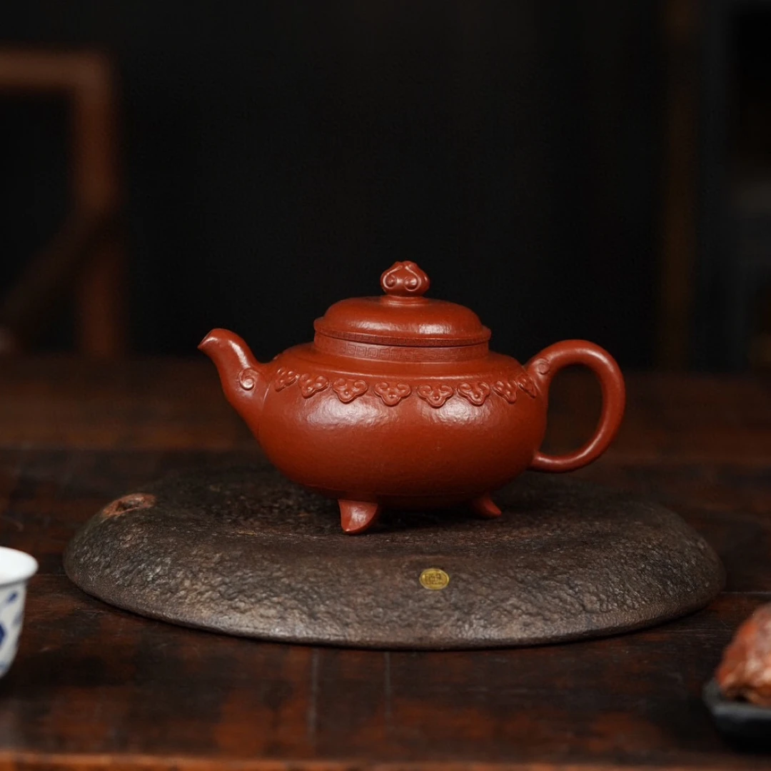 田玲全手工云肩如意壶 二十目粗砂大红袍 280cc 纯手工紫砂壶茶具