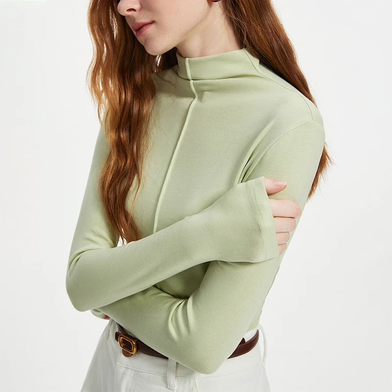 范思蓝恩高级感绵羊毛半高领柔软针织打底衫秋冬内搭24FS14415