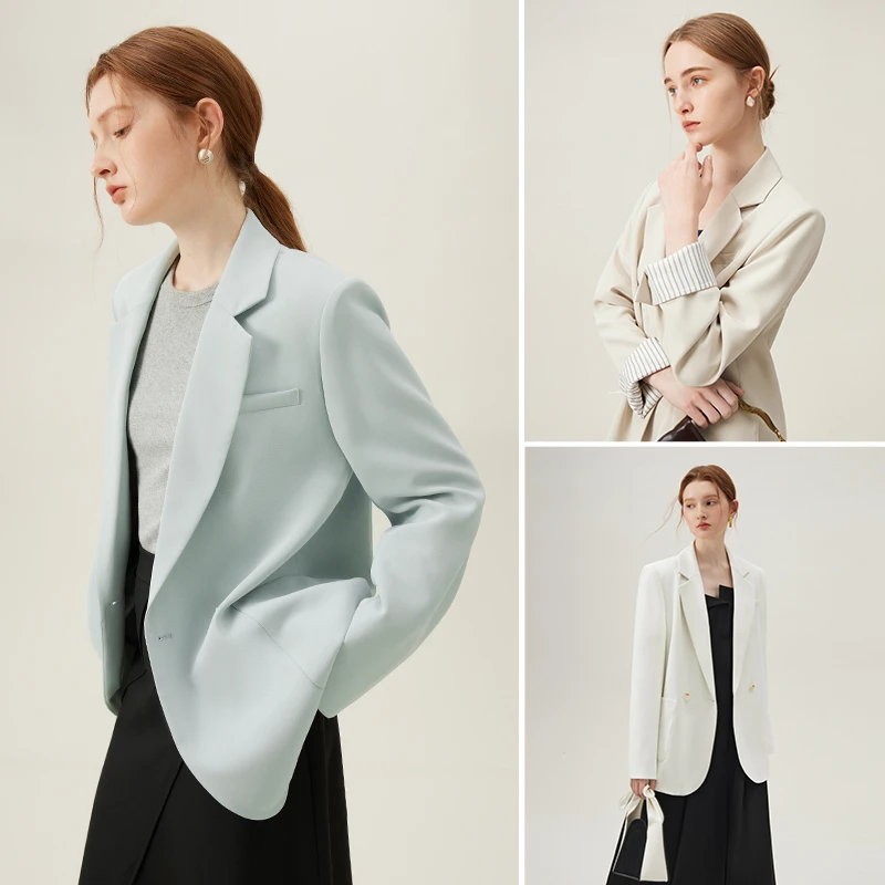 范思蓝恩高级感十里春 西装服撞色袖宽松外套24FS11039