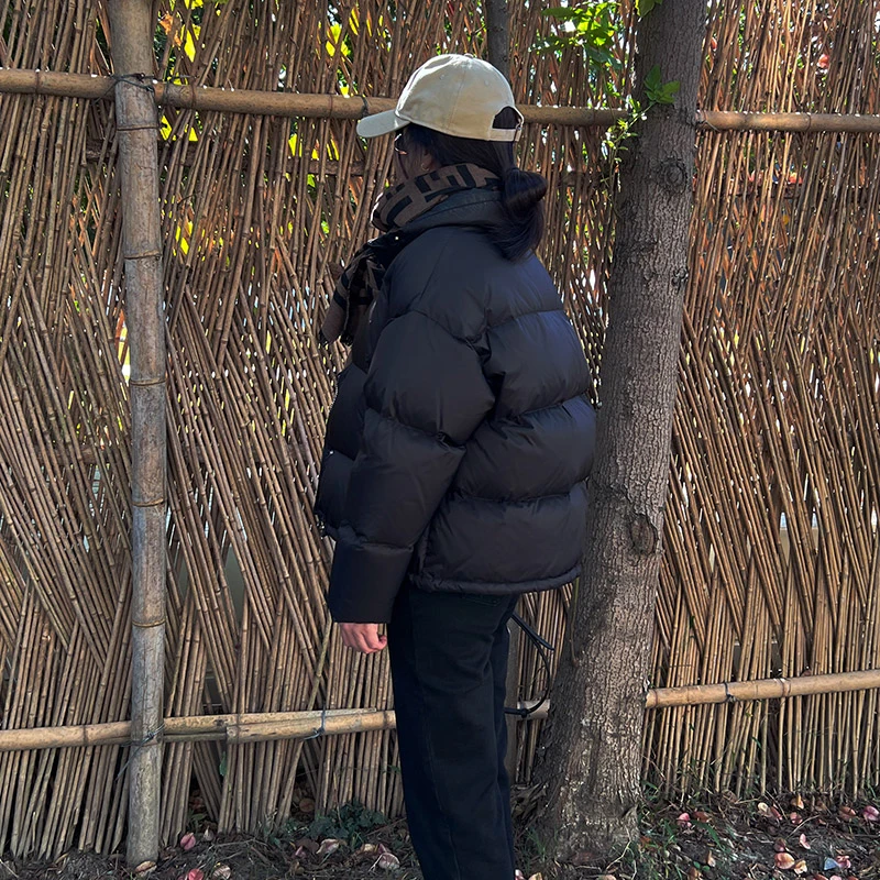 UCUB【现货现发】95白鸭绒小个子羽绒服女立领短款外套时尚百搭肯豆