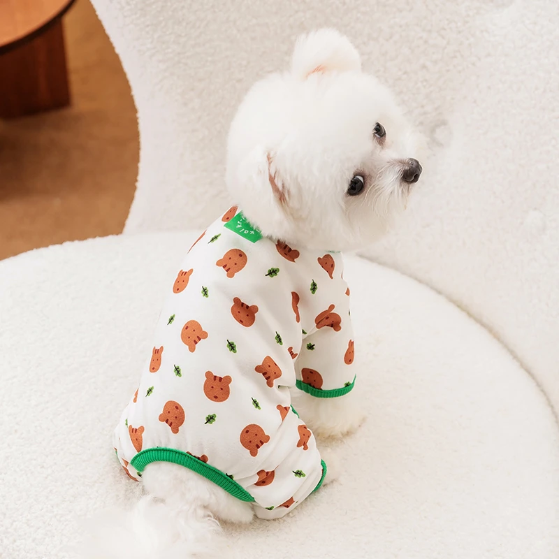 [达人]宠物狗狗春夏可爱满印领标四脚家居服衣服薄款泰迪衣服5231