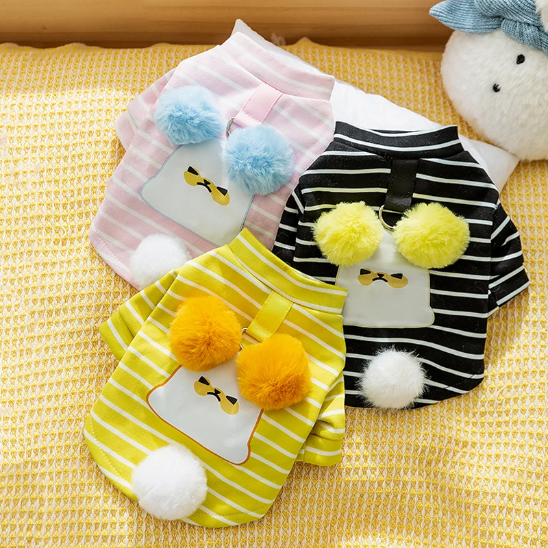 秋冬季毛绒条纹泰迪博美狗狗卫衣小型犬可爱布偶猫咪宠物衣服0040