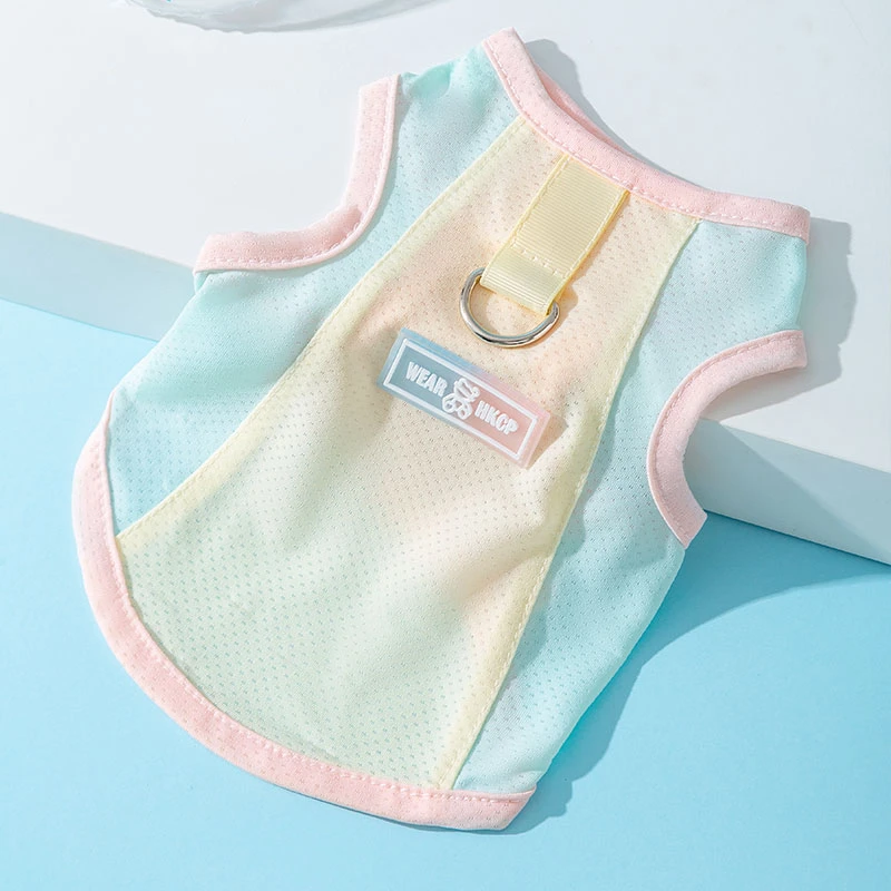 狗狗衣服防晒凉凉衣马卡龙蝴蝶网眼透气舒适牵引扣背心小型犬8104