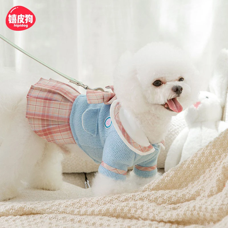 小狗狗衣服春秋款比熊博美泰迪小型犬宠物连衣裙可牵引秋冬装0880