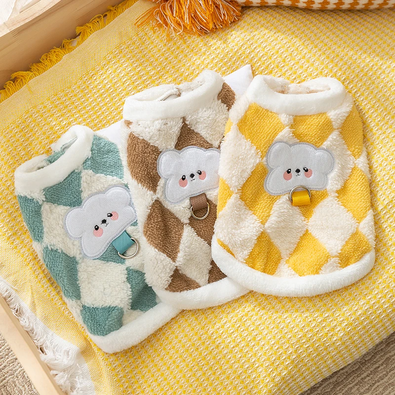 秋冬季狗狗可爱贴布小熊牵引绒衣约克夏泰迪宠物猫咪衣服用品0014