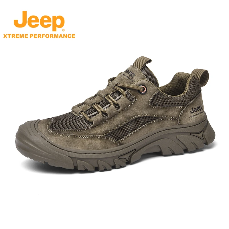 JEEP/吉普男鞋户外旅行野营时尚登山鞋真皮材耐磨防滑橡胶徒步鞋
