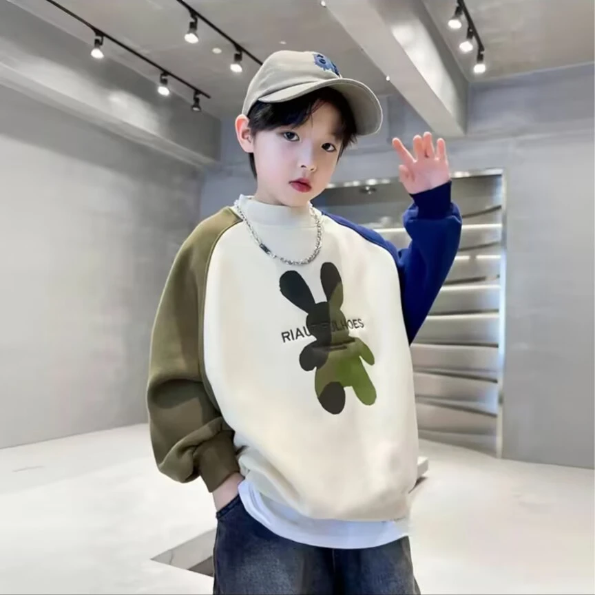 儿童卫衣新款2025春款中大童春秋圆领韩版长袖休闲洋气男童卫衣