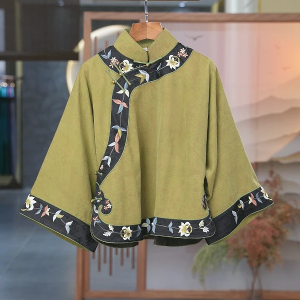 【锦佑-上衣】良辰媄锦桑蚕丝香云纱中式立领国风上衣衣长约57CM