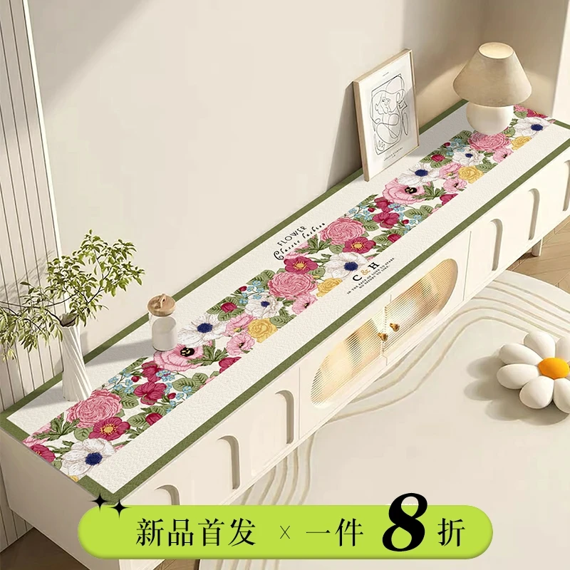 醉月花新款冬季清新花卉长方形鞋柜pvc电视柜防尘罩盖巾桌布欧式