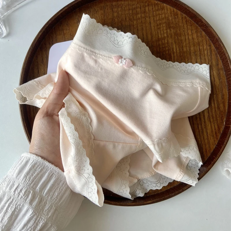 【多条装】简约女士甜美少女内裤舒适中腰蕾丝女士少女时尚内裤优选