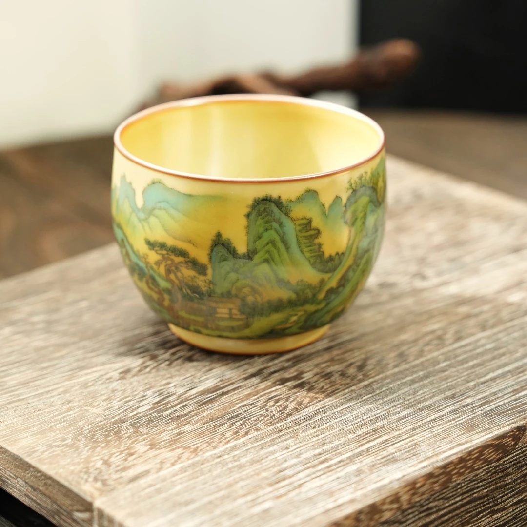 【小乔赏瓷】 景德镇手工手绘山水江山春色杯陶瓷主人杯单杯