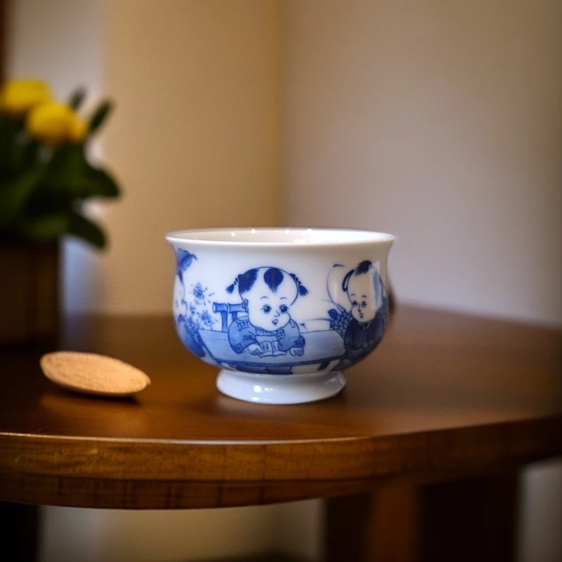 【小乔赏瓷】墨舍柴窑童子读书杯moshe256