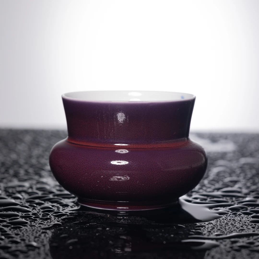 【小乔赏瓷】外紫内白小兰花建水 茶海多功能茶道配件（th669）