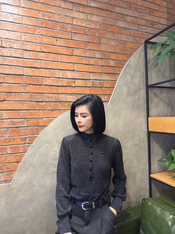 【娟子家】秋冬款中领纽扣设计感上衣