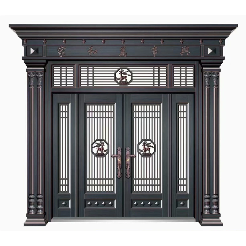 锌合金别墅大门双开门农村自建房防盗入户门客厅阳台玻璃门进户门