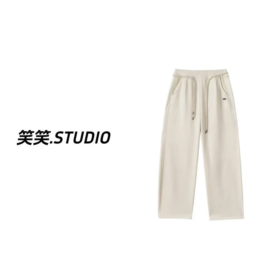 笑笑-【羊毛解构裤】韩国单撞色加绒小众慵懒设计感休闲阔腿裤