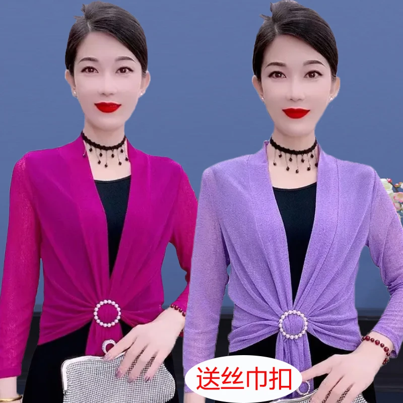 夏季防晒衣开衫女短款超薄大码气质百搭长袖妈妈披肩小外套空调衫