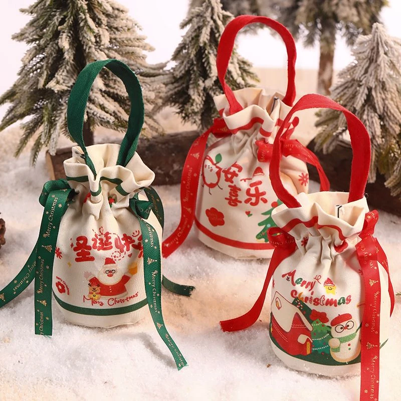 2024圣诞节小礼物袋礼品袋帆布袋平安夜苹果袋包装袋手提袋子儿童