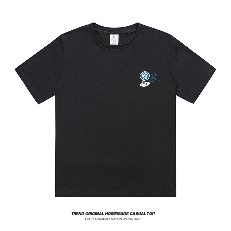 电风扇短袖t恤女夏季港风潮流青少年纯棉上衣体恤男女款