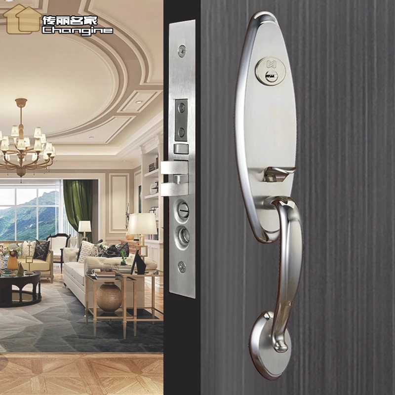 豪华别墅大门锁 不锈钢304实木门静音室内防盗家用通用型美式门锁