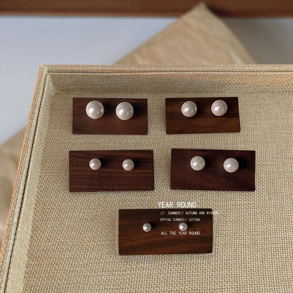 925银玻璃耳饰 @APRIL 韩代fever同款复古925银针耳钉女韩式ins