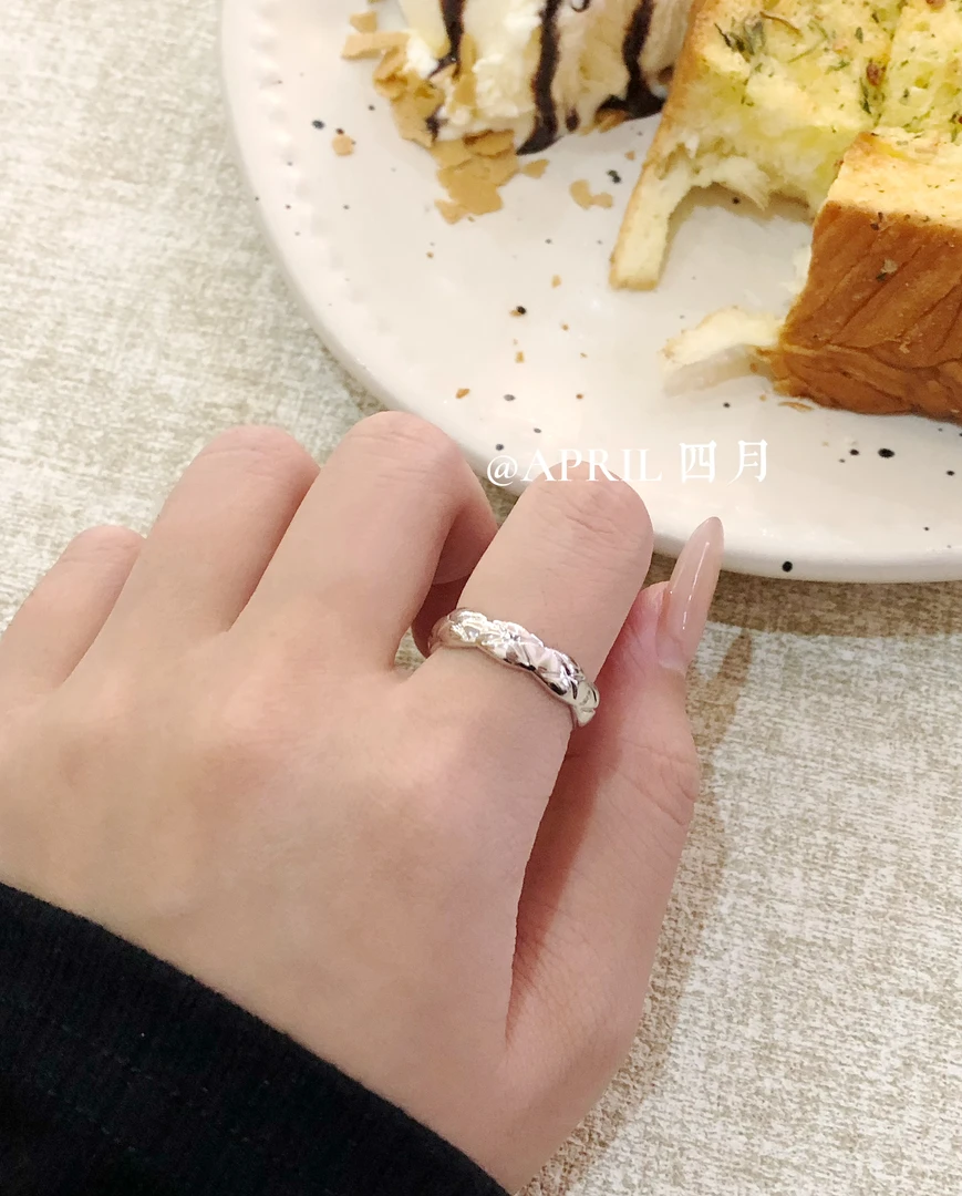 铜合金戒指 @APRIL 冷淡风法式金属感银色食指戒开口可调节R1