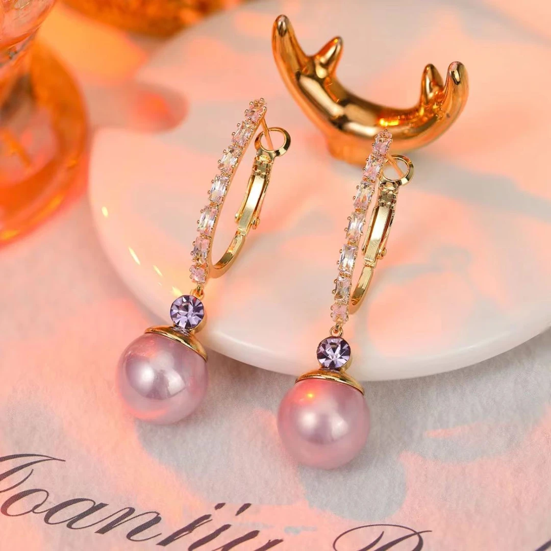 铜合金耳饰 059: 紫色气质轻奢时尚耳环