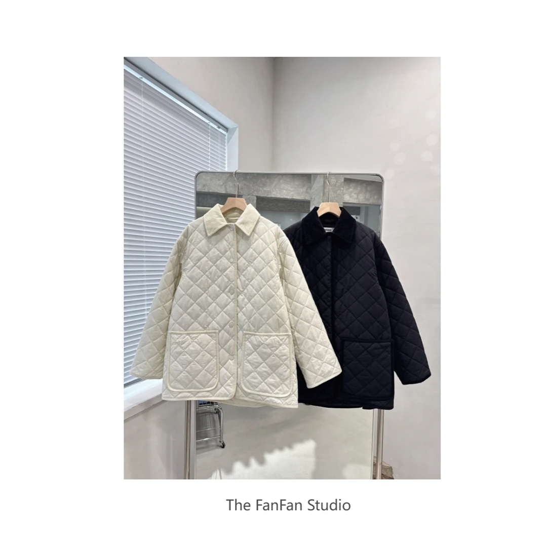 FANFAN-“简约”菱格翻领通勤棉服