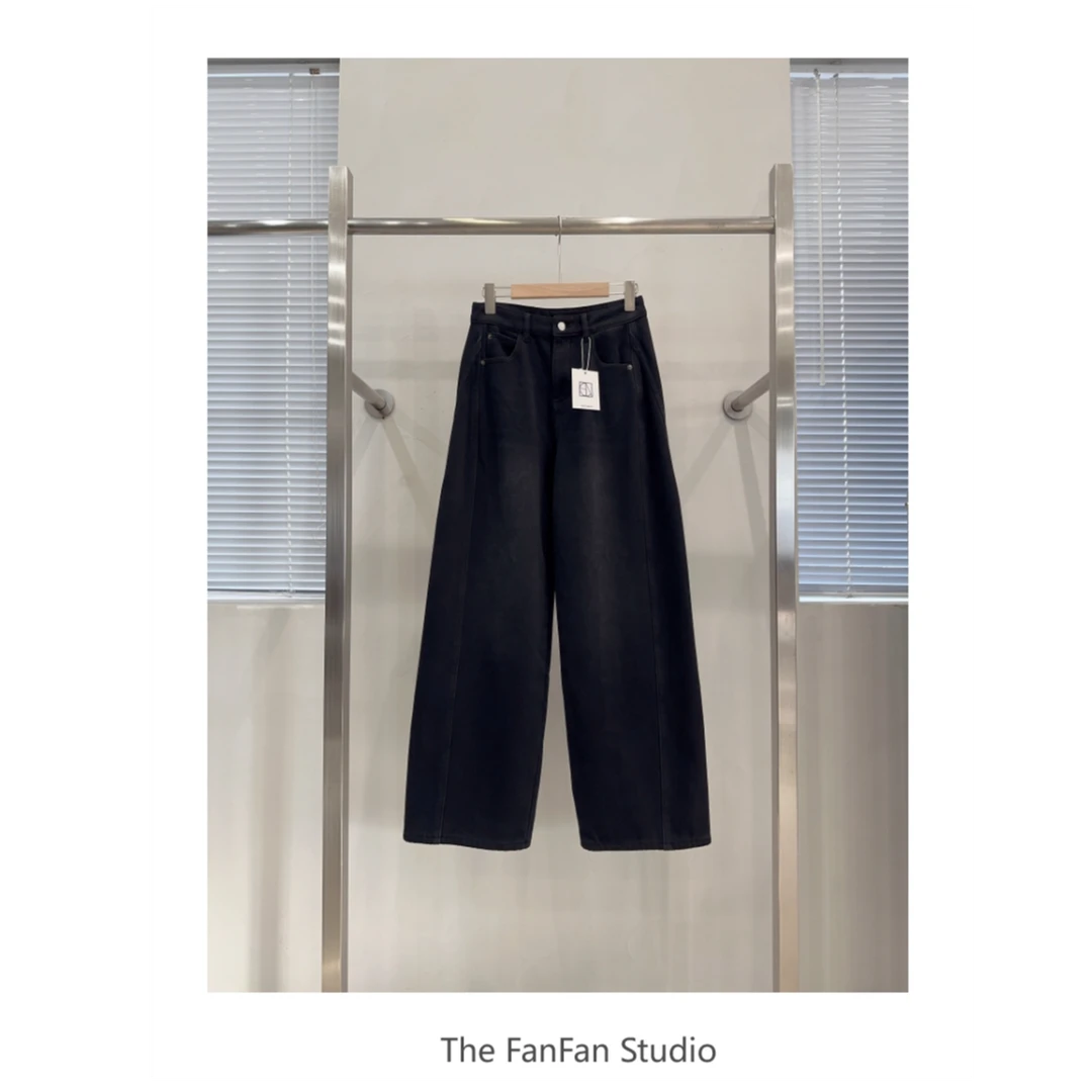 FANFAN-逆天黑色收官裤 加绒超柔软牛仔裤