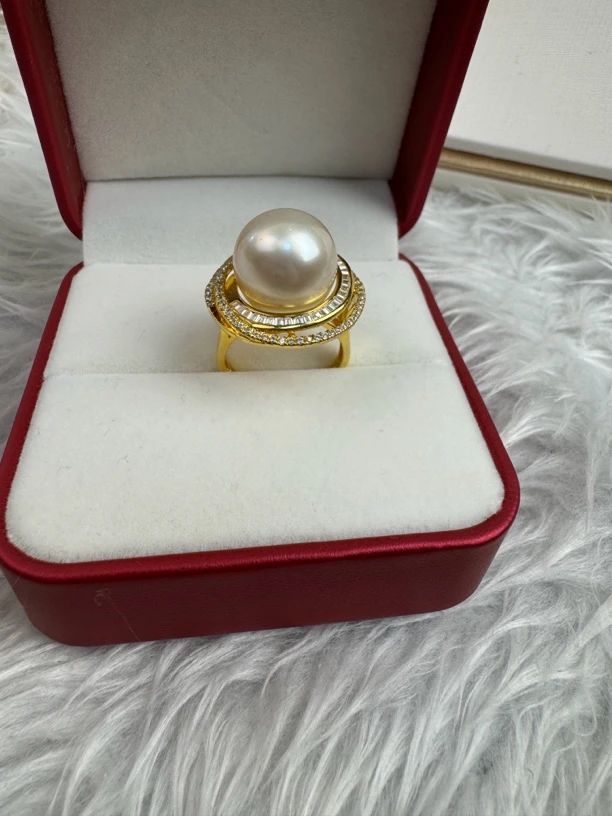 大点位澳白珍珠戒指海水珍珠戒指