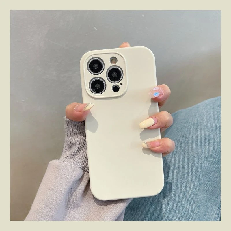 古董白iPhone14promax苹果手机壳液态硅胶13防摔15新款简约保护壳