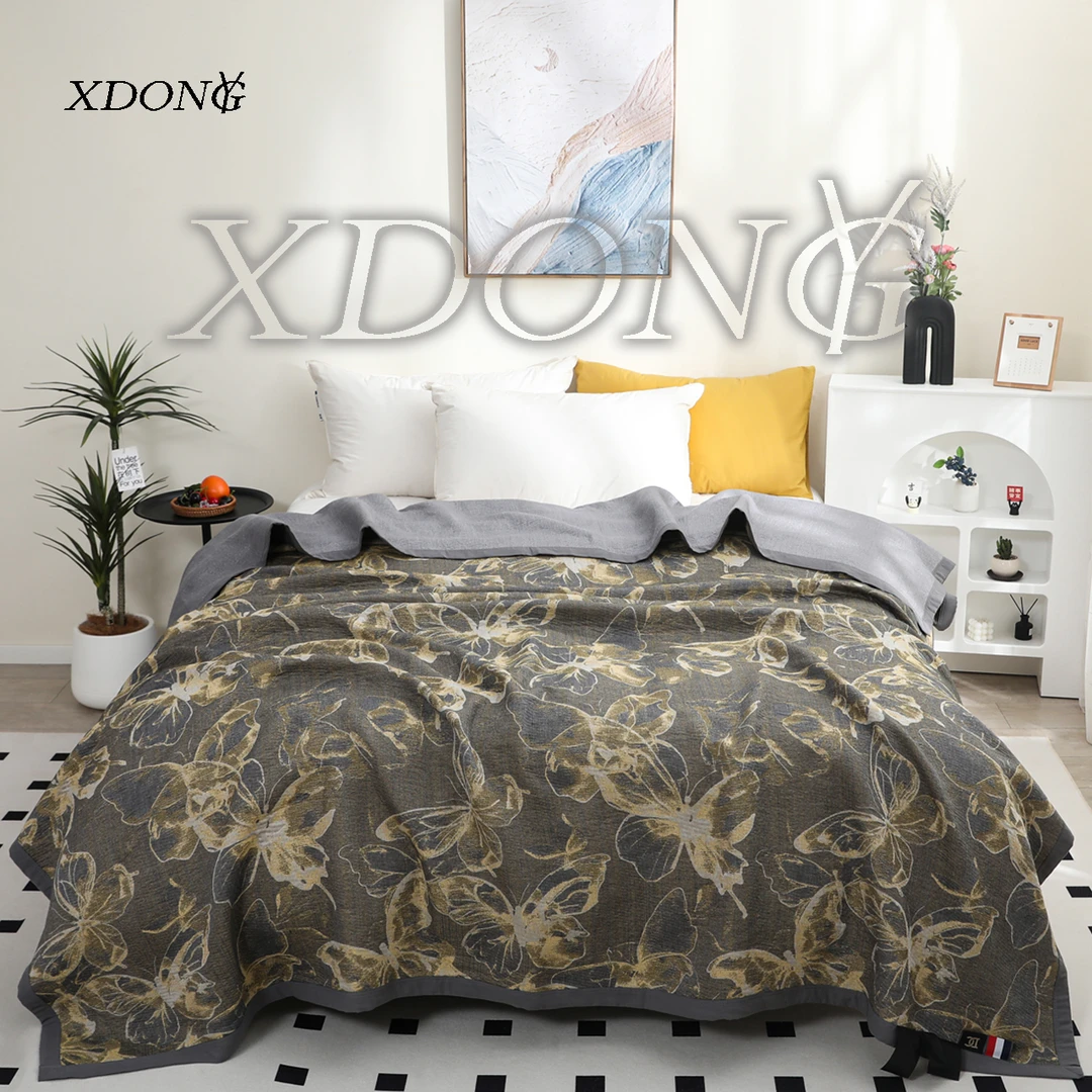 XDONGY（冬云家纺）230*250法国皇室私人定制流沙黑金蝴蝶 金色盖毯