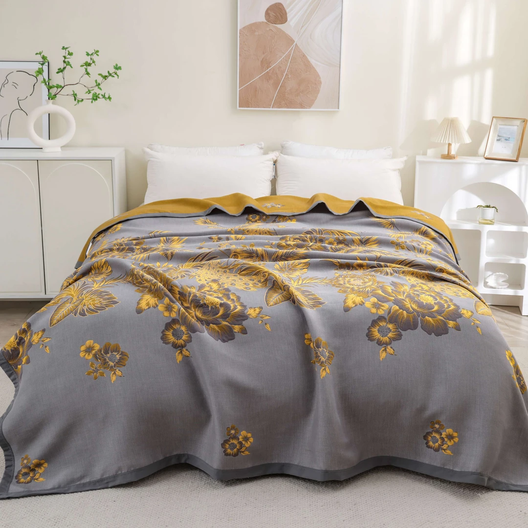 XDONGY（冬云家纺）230*250香云缎竹炭 鹊舞聆韵灰色 冷棉毯