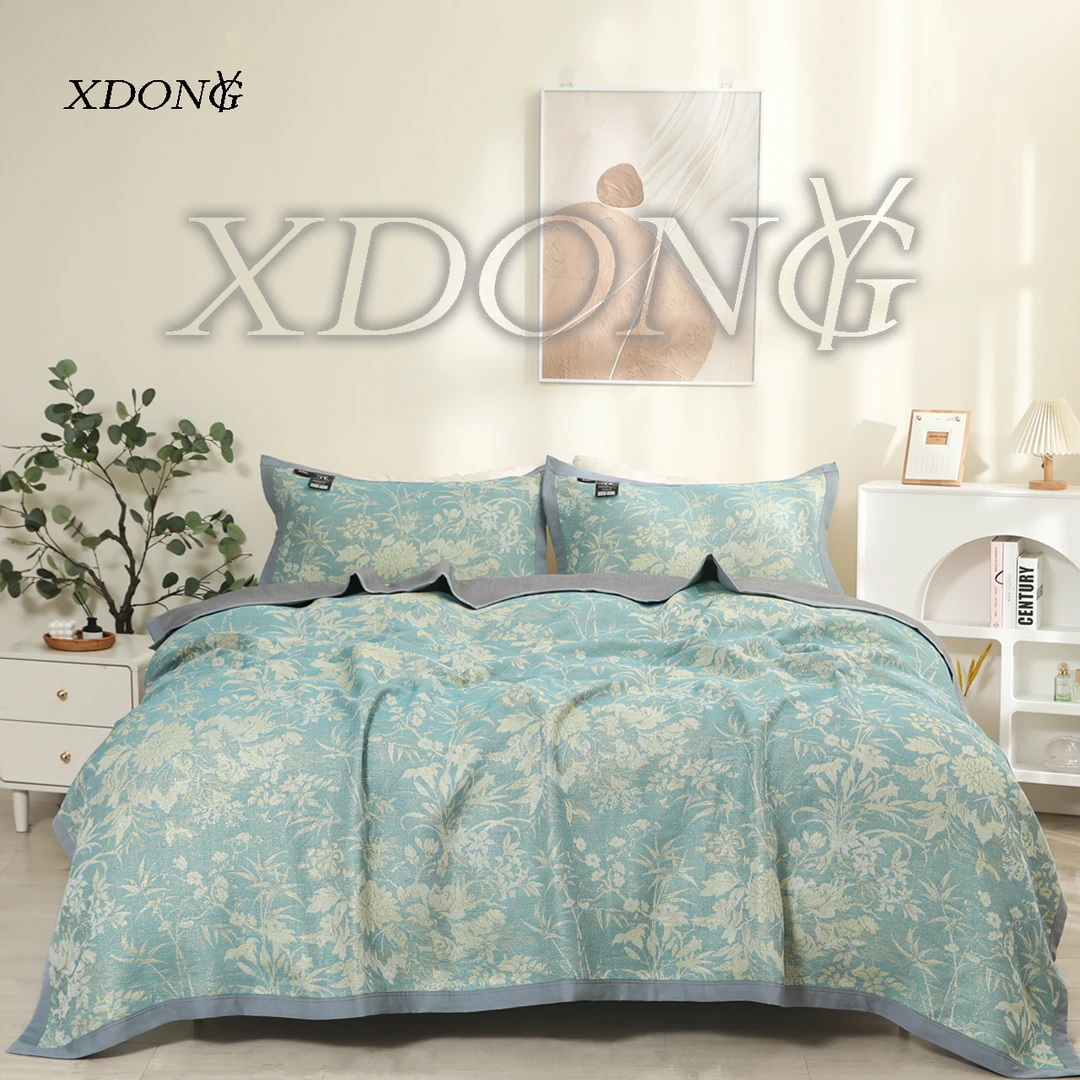 XDONGY（冬云家纺）200*230高奢蚕 丝金离子 欧洛蓝色三件套 四季毯