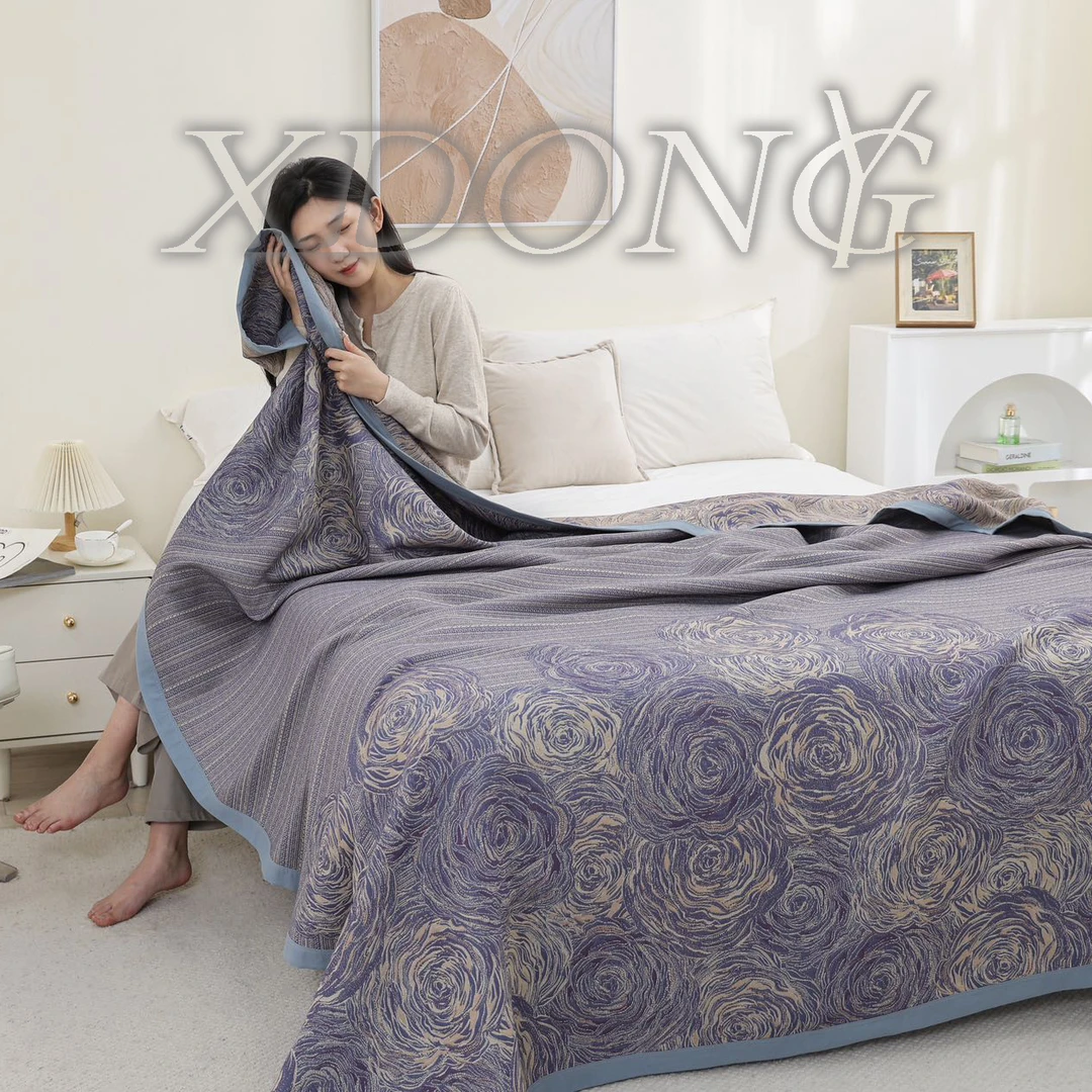 XDONGY（冬云家纺）230*250香云缎竹炭 琉璃玫瑰紫色 冷棉毯
