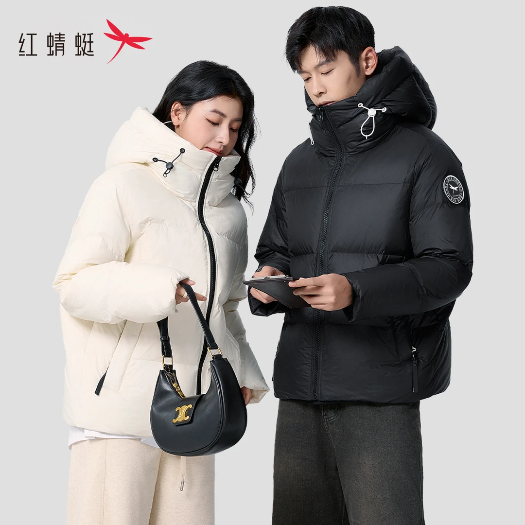 REDDRAGONFLY/红蜻蜓冬季新款时尚短款休闲加厚保暖连帽羽绒服