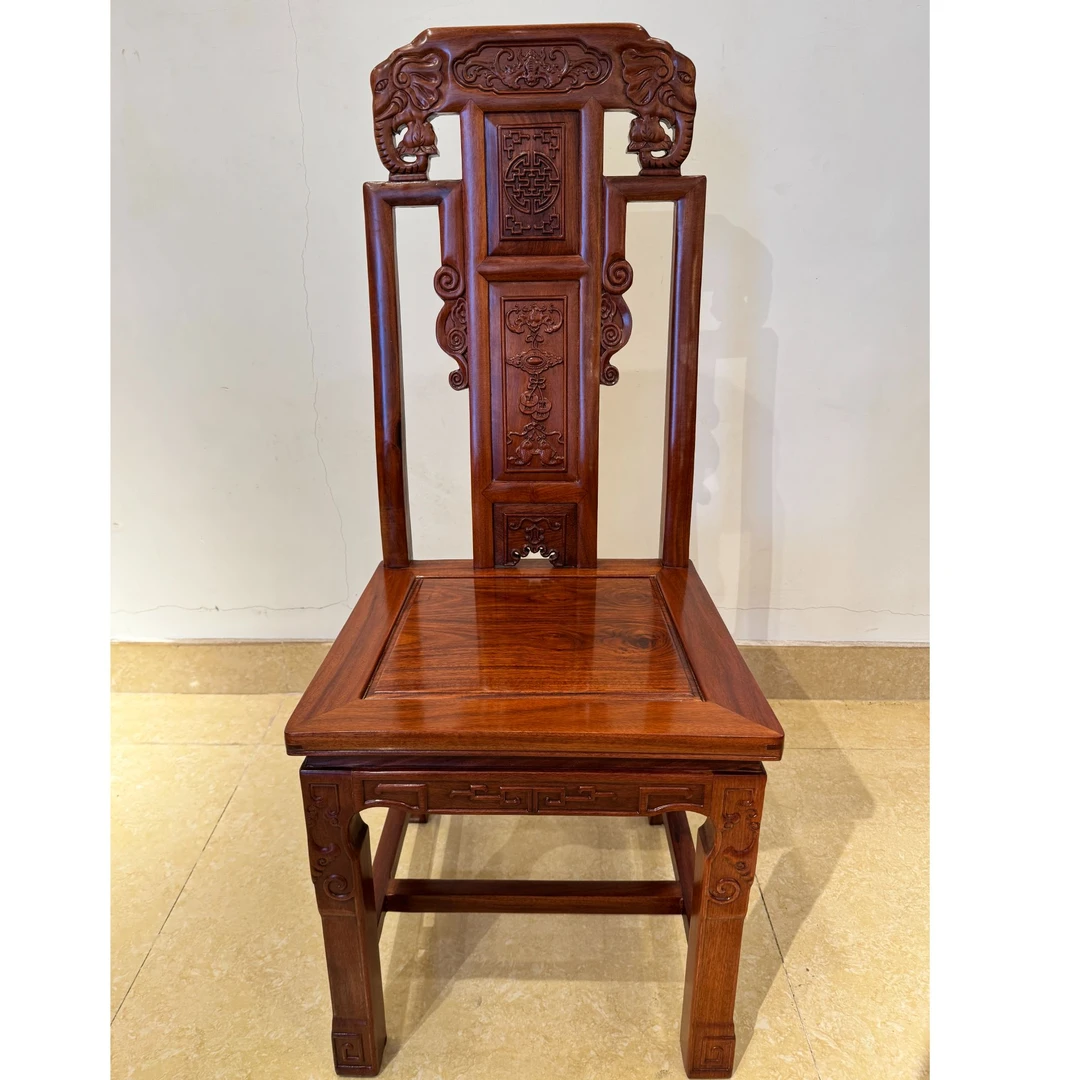 红木刺猬ZT象头餐桌椅全榫卯工艺红木古典款椅子