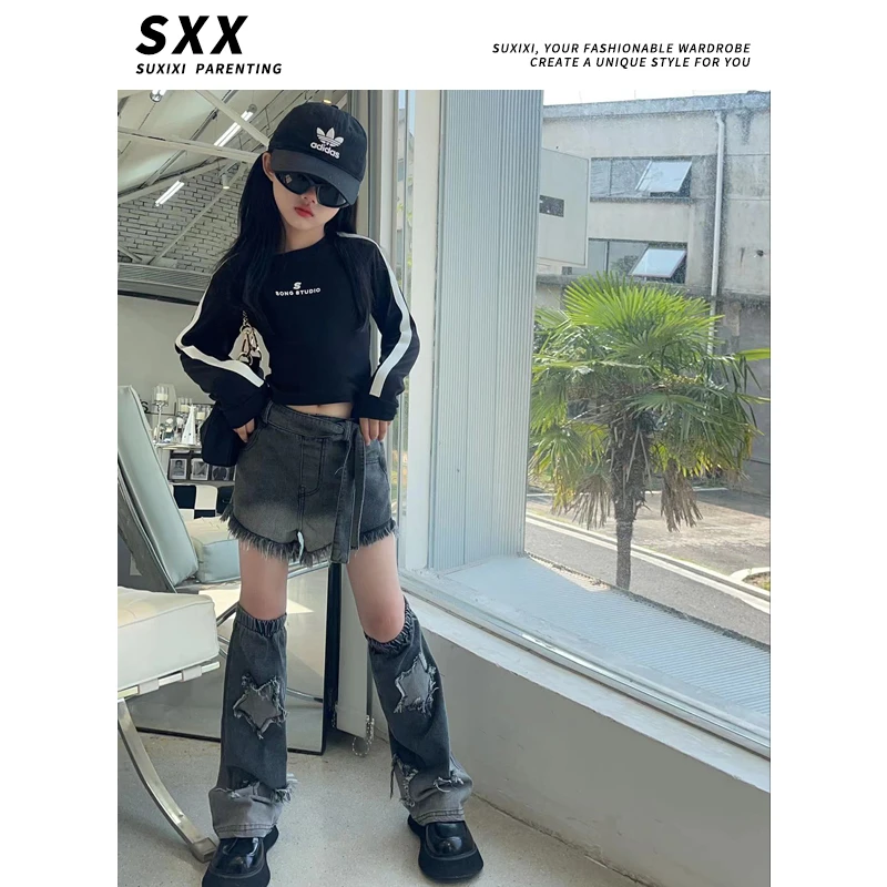 【现货·】女童设计感两穿2023秋季新款儿童个性甜辣爵士潮服上衣